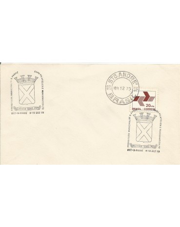 1973 ENVELOPE DA EXP .FILATÉLICA E NUMISMÁTICA  DE S.ANDRÉ-SP - 8-15 DEZ 73  - 10.910
